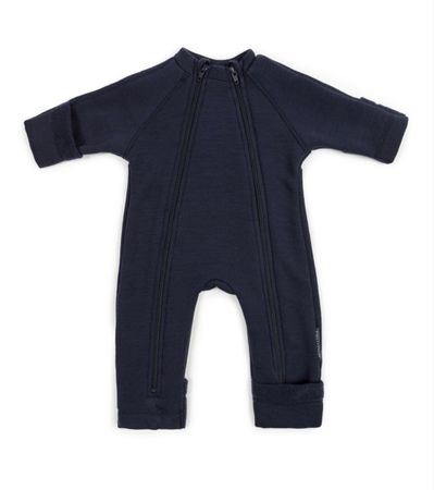 Blue merino wool baby jumpsuit 68/74