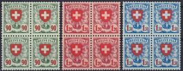 163y-165y Wappenmuster Viererblöcke postfrisch ** Kat: 880.-