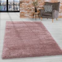 SALE 🔥 Flauschiger Hochflor-Teppich Shaggy Pastelrosa