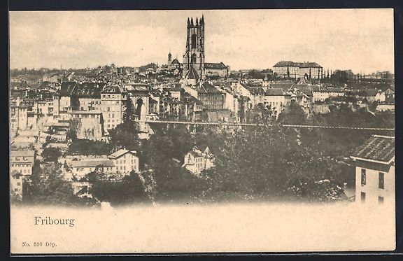 Cartoline postali: AK Fribourg, Teilansicht mit Kirche – Usato da Berlin venduto da bartko-reher
