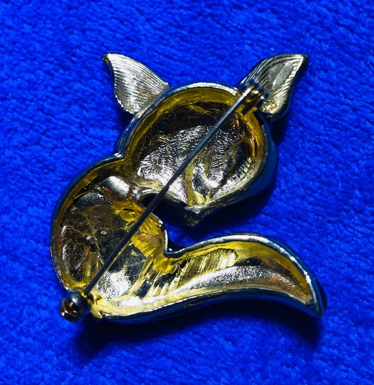 Schöne Fuchs Brosche, Emaille blau-grün, massiv, ca.80er 4