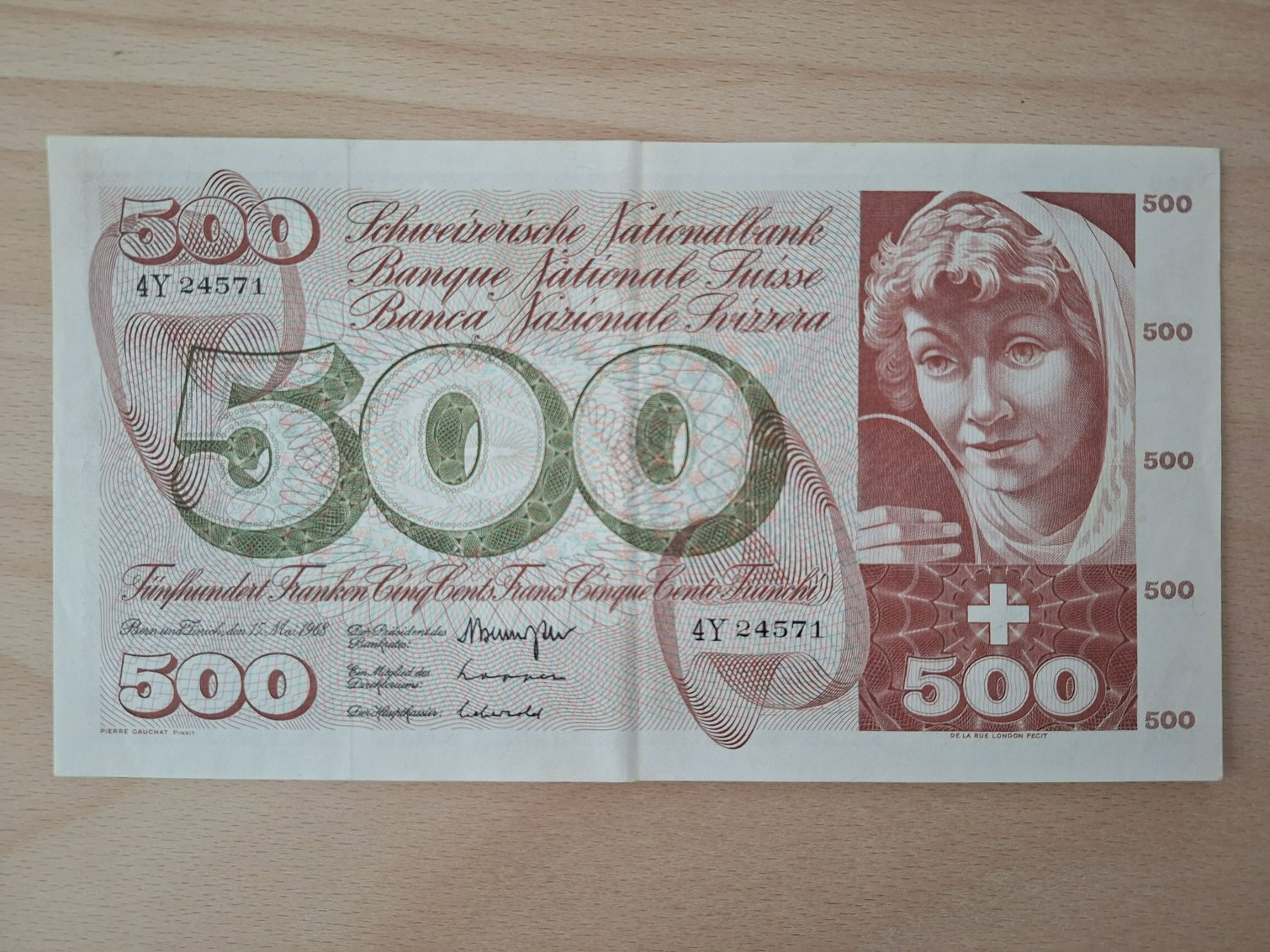 Banconote: Schweizer Banknote, 500.00 Franken – Usato da Lohn-Ammannsegg venduto da Beo71