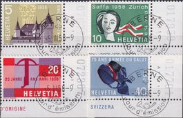 1958, Nr.334-337: Ersttags-Stempel (franz) TABS +NUM. 285.-+