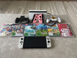 Nintendo Switch OLED Weiß – Top Zustand + Spielepaket