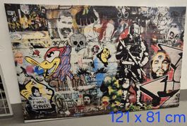 Cooles Wandbild im Graffiti-Stil, 121 x 81 cm, neuwertig!