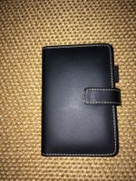 Mini Ringbuch, Leder, schwarz, ca. 10 x 13 x 1.5 cm