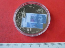 100-Frankennote 1976, versilberte Medaille 40 mm stplgl.