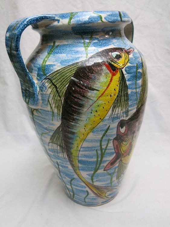 Vase Unikat Italy Deko Alt Selten Fische 50er 60er Jahre Kaufen auf