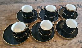 6-teiliges Espresso-Teeservice gold-schwarz