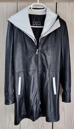 Echtleder Mantel schwarz/weiss von Alta V Moda