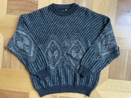 Vintage Pullover Jean Jacques Benson gemustert grau Grösse L