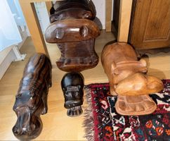 Holz Flusspferd Sammlung / Teak- und Ebenholz. 