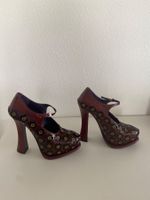 Prada Mary Jane Pumps, Gr. 36 Leder, Blumenmuster, neue