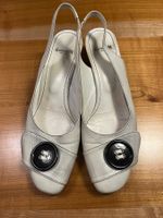 Giorgio M. Leder Slingpumps Gr. 37 weiss mit Decko-Knopf