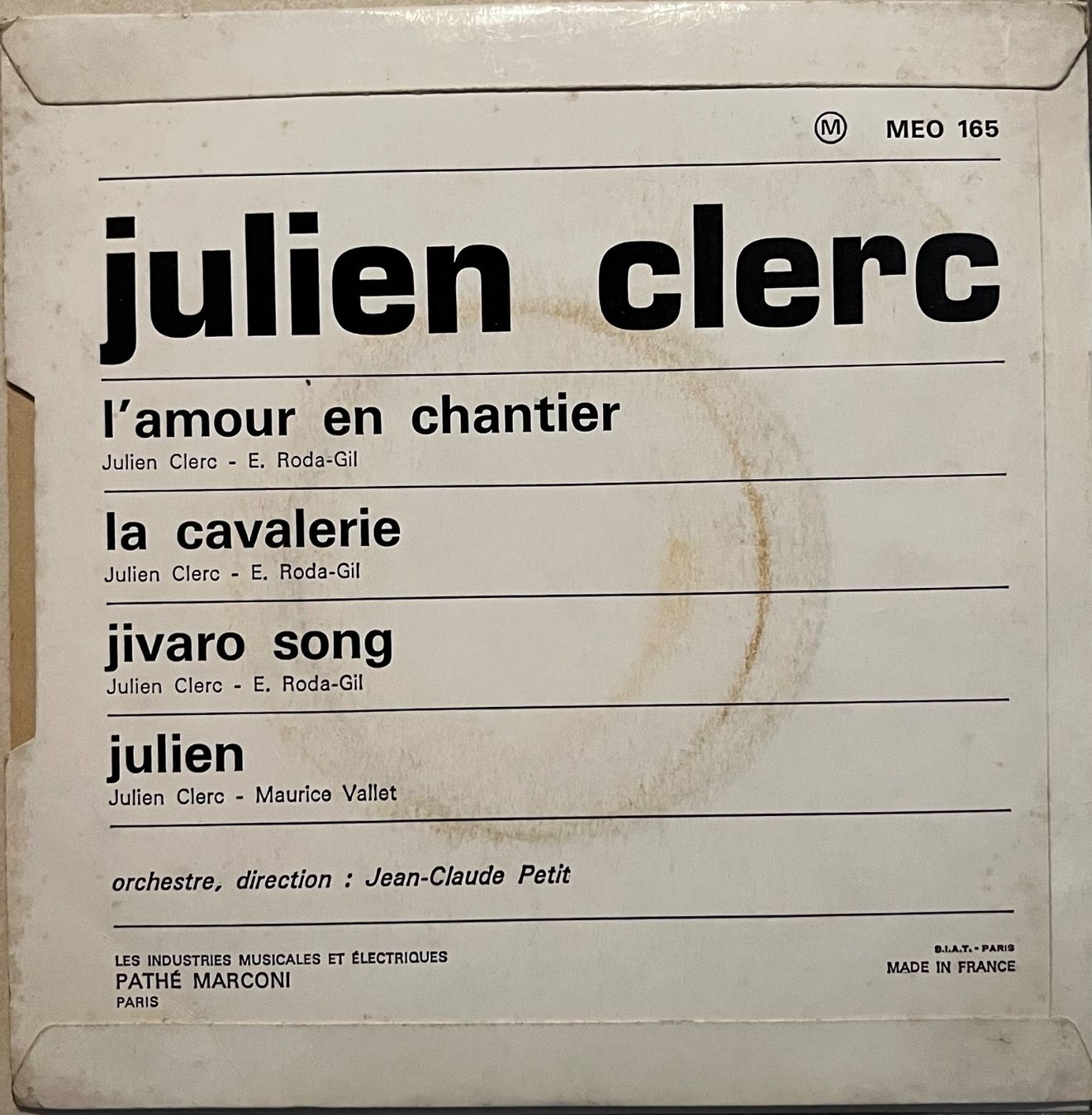 Vinyles: JULIEN CLERC - L'AMOUR EN CHANTIER – D'occasion à Bussigny par vinyl-pas-cher 1