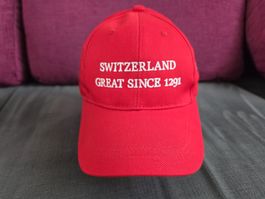 Bestickte Kappe rot "Switzerland Great Since 1291" neu