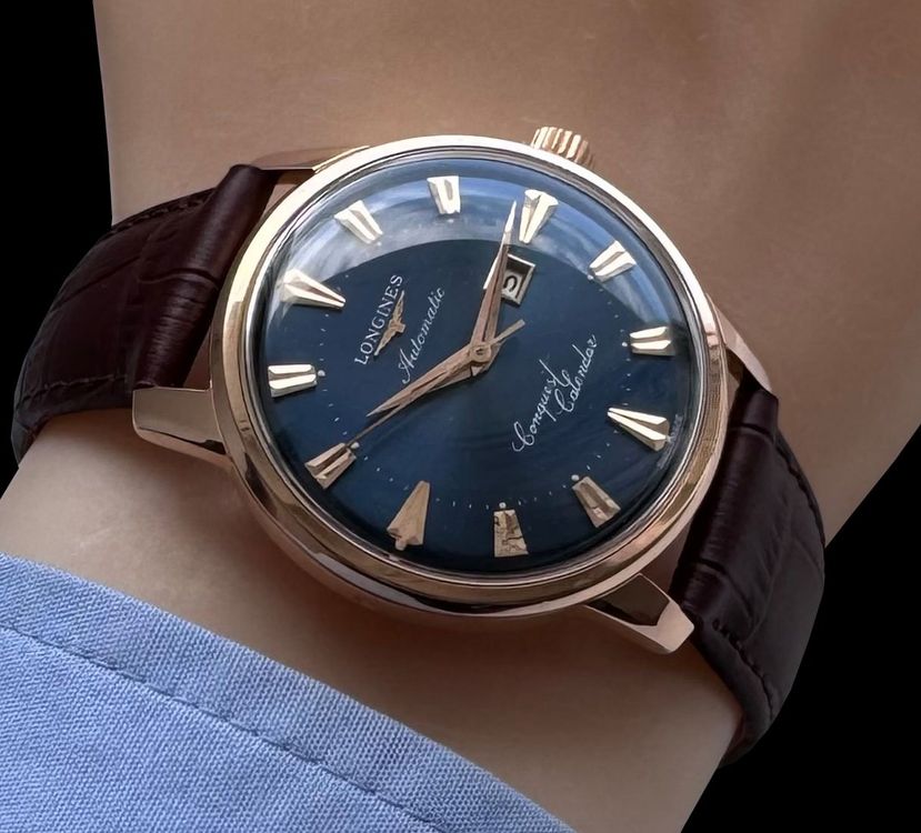 LONGINES CONQUEST CALENDAR Herrenuhr 18K 750 Rosegold