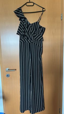 Damen Jumpsuit gestreift one-shoulder Grösse M