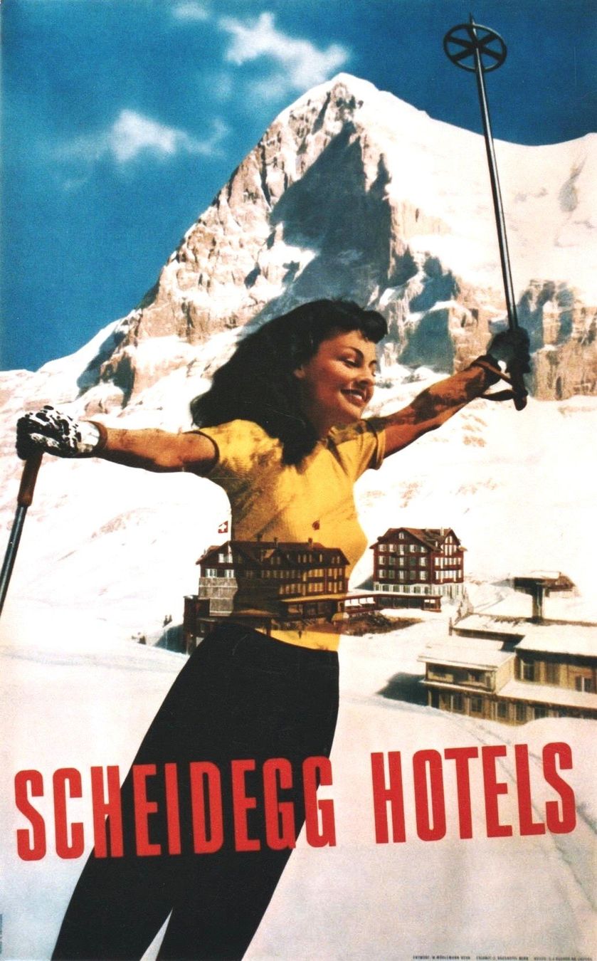 Foto & Immagini: SCHEIDEGG HOTELS WENGEN SKI 1945 Original Plakat – Usato da Blonay venduto da postercollection