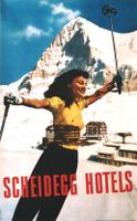SCHEIDEGG HOTELS WENGEN SKI 1945 Original Plakat