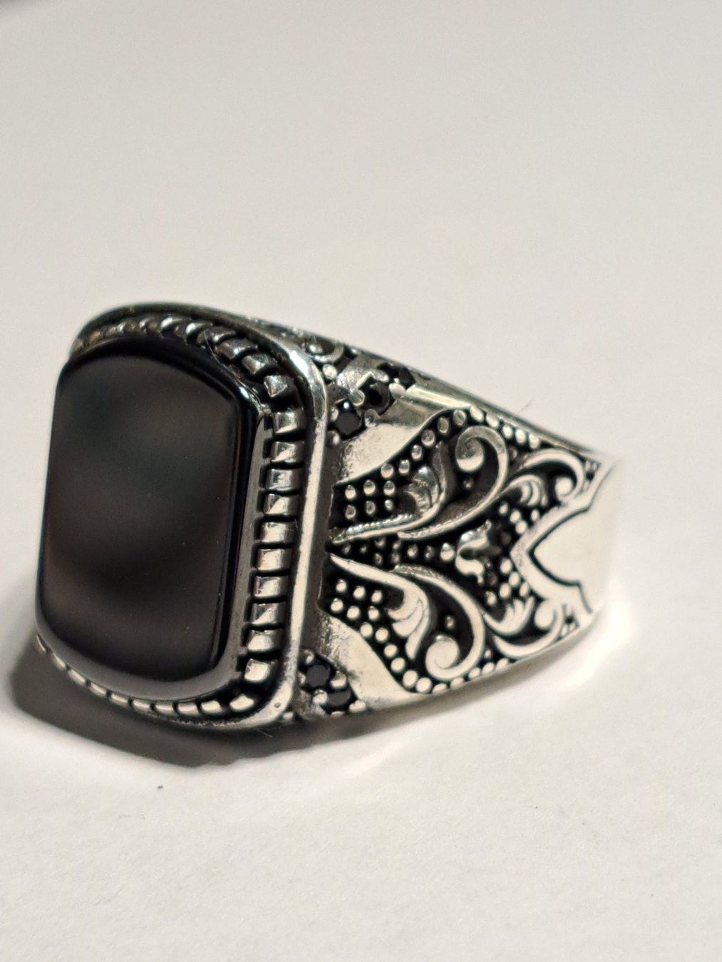 Ringe: 0046 - Bague en argent, Onyx, taille 60 – Neu und originalverpackt aus Neuchâtel von NIDAVELIR 1