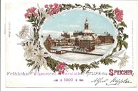 Gruss aus Speicher (AR) tolle Winter-Litho - Glimmer - 1900