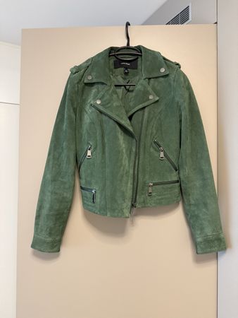 VERO MODA Bikerjacke Grün in Wildlederoptik Grösse S