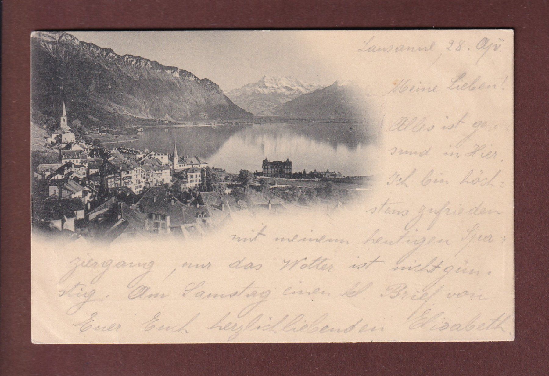 Cartoline postali: MONTREUX - Dents du Midi - 1898 – Usato da Pully venduto da nicecards