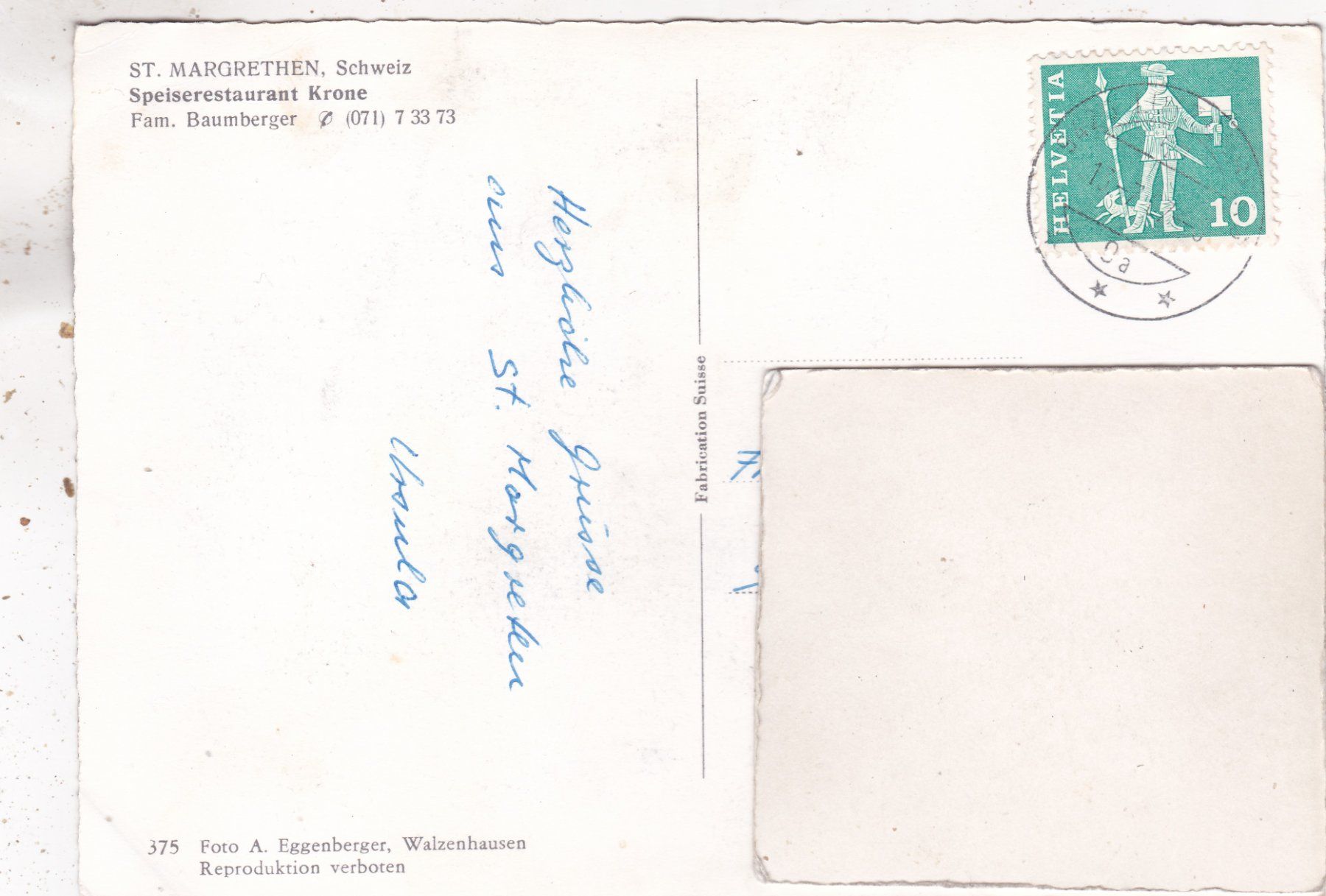 Cartoline postali: St. Margrethen Restaurant Krone – Difettoso da Herisau venduto da Lisegrat2008 1