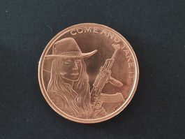 USA 1 Oz .999 Copper, Silver Shield Come And Take It
