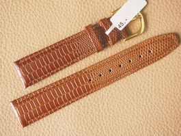neu Uhrenband Leder Eidechse-Prägung 18mm NOS mit Naht 18x16