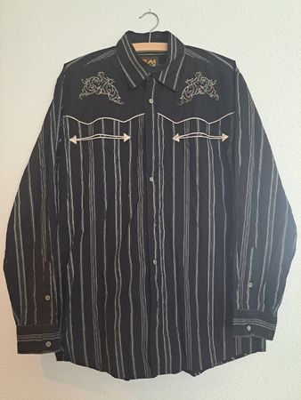 Herrenhemd schwarz gestreift Westernstyle