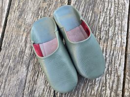 Babouches/Leder olive-Ledersohle (38,5 / 39)