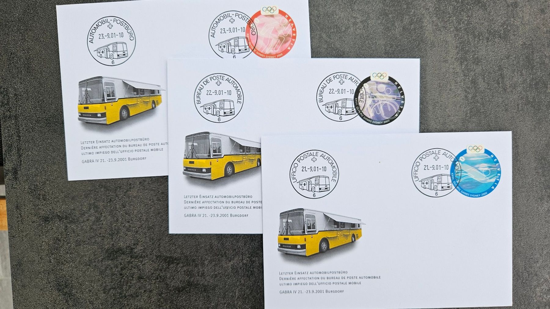Alle Briefmarken: letzter Einsatz Automobilpostbüro 21.9.2001 ab 2.-- – Gebraucht aus Buttikon SZ von Marcelr