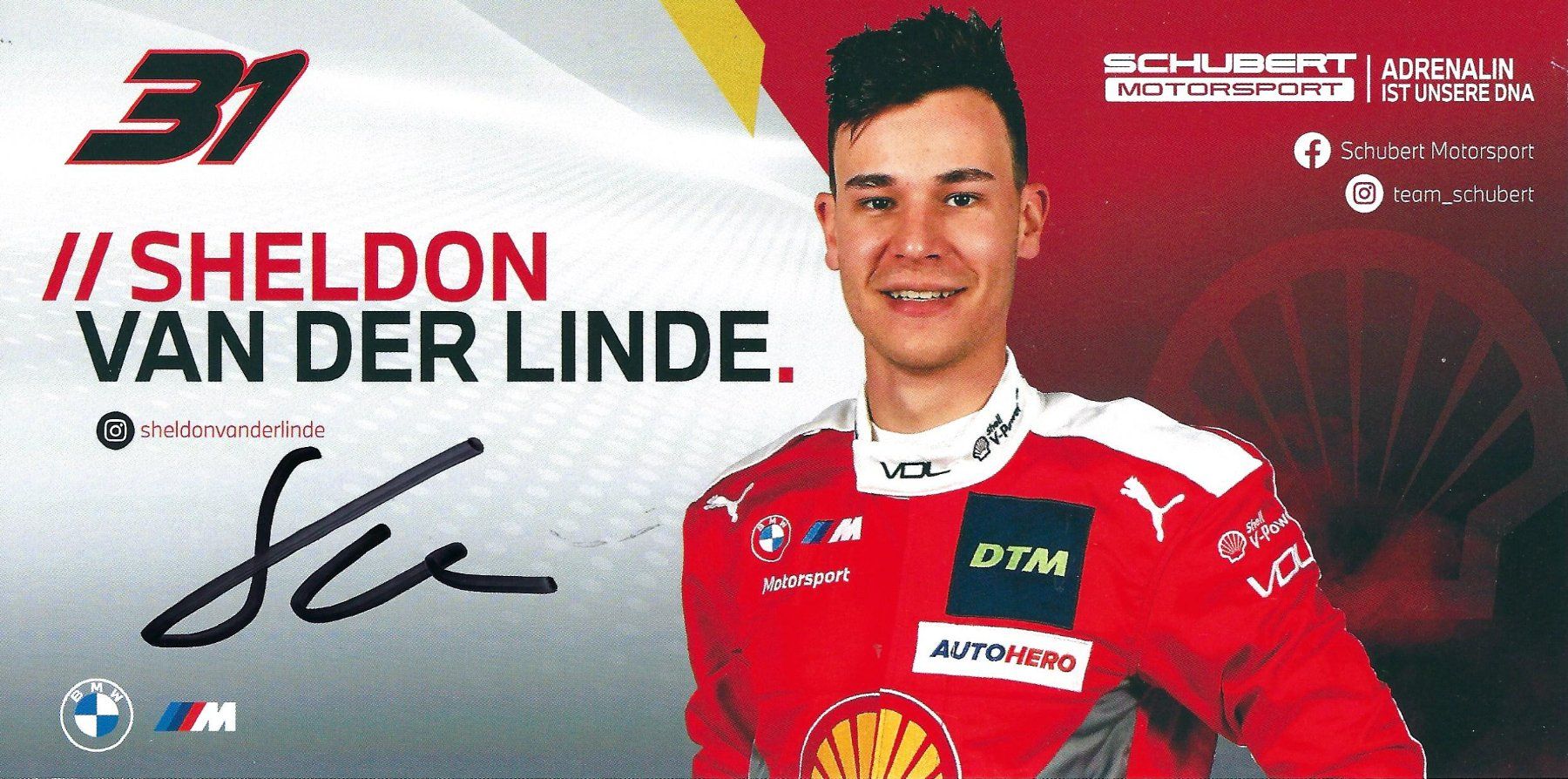 Autogramme: Sheldon Van der Linde, DTM Champion 2022 – Gebraucht aus Aarburg von Hktm