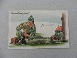 CH Humor Motiv Karte Miltär Rueblikarte Bären Katzen ca.1940