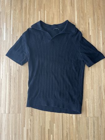 Massimo Dutti Strickshirt mit Kragen – Schwarz – Grösse S