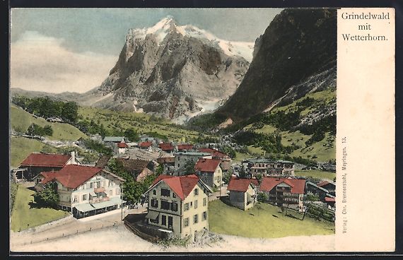 Cartoline postali: Grindelwald, Teilansicht mit Wetterhorn – Usato da Berlin venduto da bartko-reher