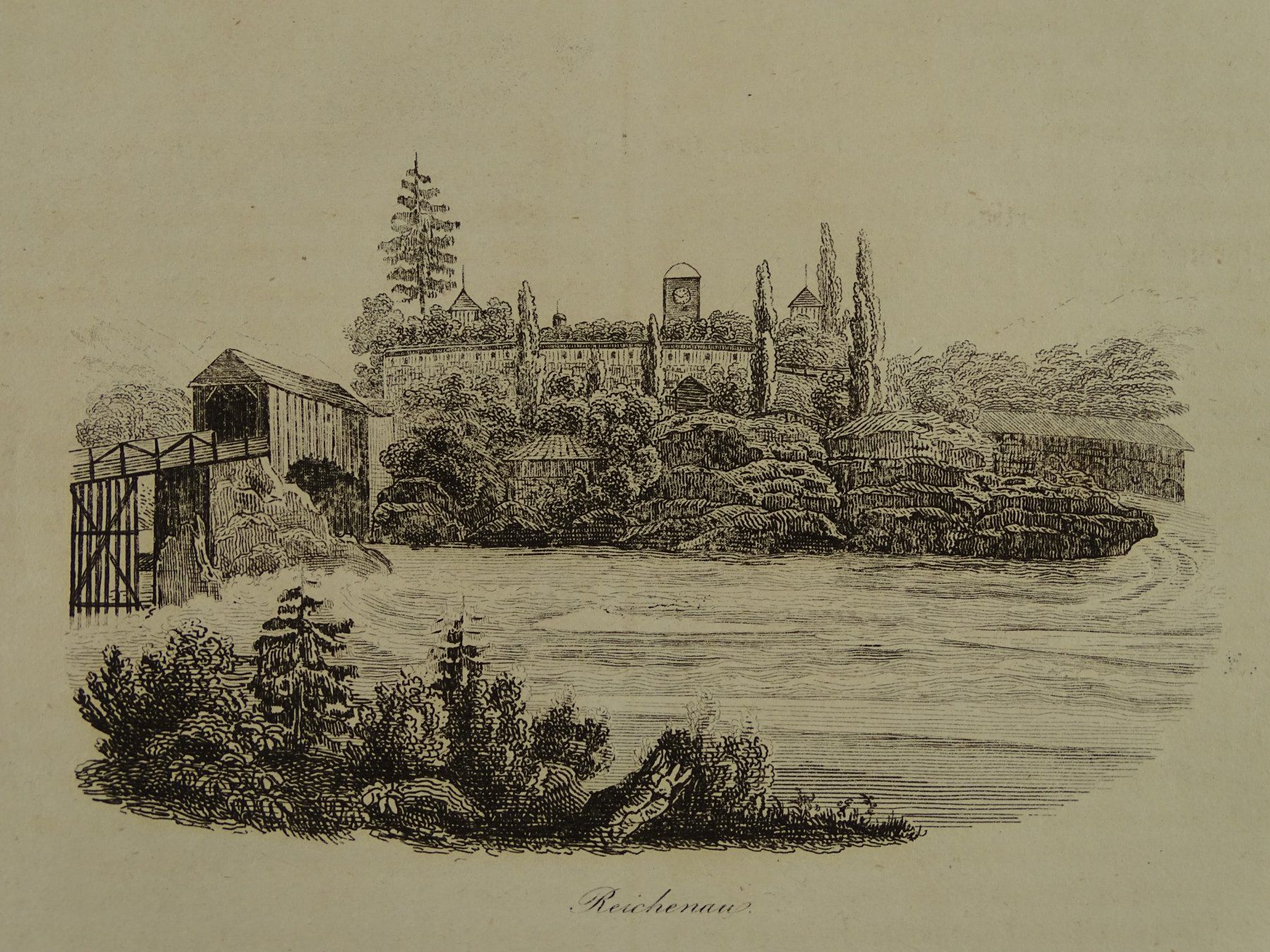 Incisioni: REICHENAU, GRAUBÜNDEN, STAHLSTICH 1836 – Usato da Grüningen venduto da Kartensammler 2
