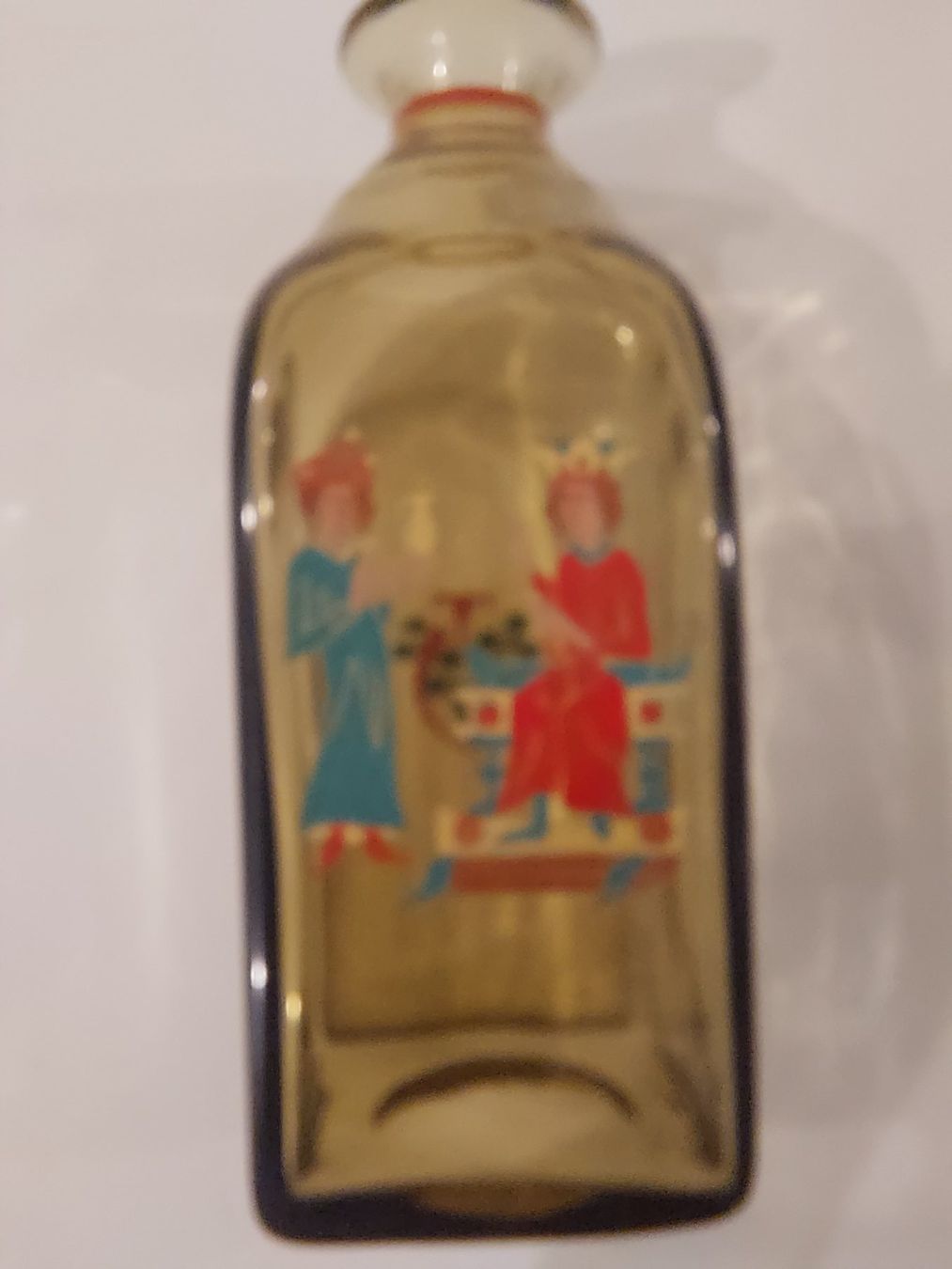 Altro: Alte Schnapsflasche , amber, mit Emailmalerei – Usato da Hergiswil NW venduto da maiette-23.N 7