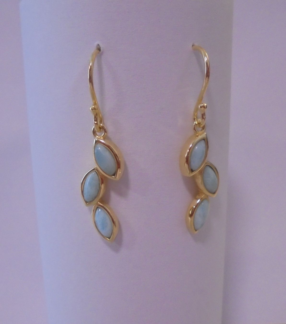 Orecchini pendenti & Orecchini a lobo: Echtschmuck: Larimar Silberohrhänger, vergoldet – Nuovo (secondo la descrizione) da Zuchwil venduto da maumauchi 3