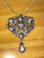 Diamant Gold/Silber/ Diamantrosen-Brosche/ Anhänger Antik