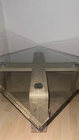 Elegantes Glastischli/Salontisch, Holzfuss, Top Zustand
