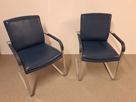 2x Lederstuhl Freischwinger Designklassiker Sitag Stuhl