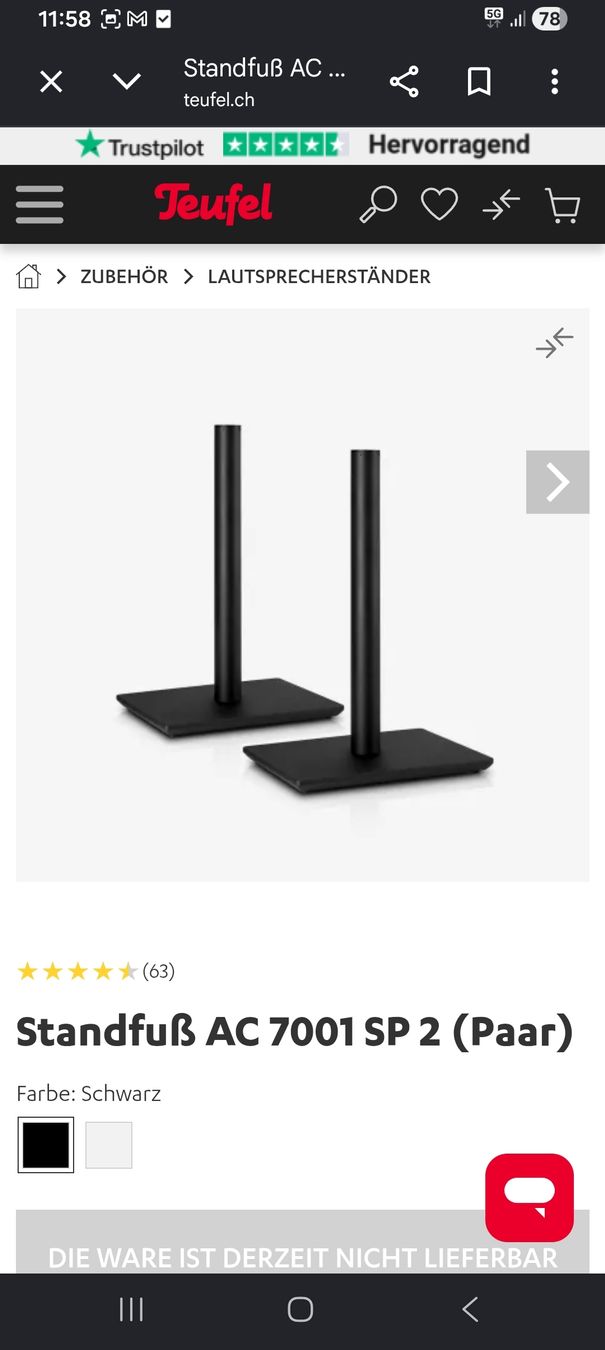 Supporti a parete: Teufel Stand AC 7001 SP2 – Nuovo e nell'imballaggio originale da Gontenschwil venduto da meili61