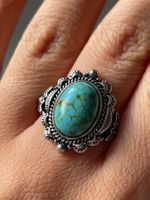 Türkis-Ring im Vintage Natursteinring Durchmesser ca. 18 mm