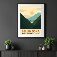 Poster schweiz - Bellinzona retro - A4 (21 x 29,7 cm)