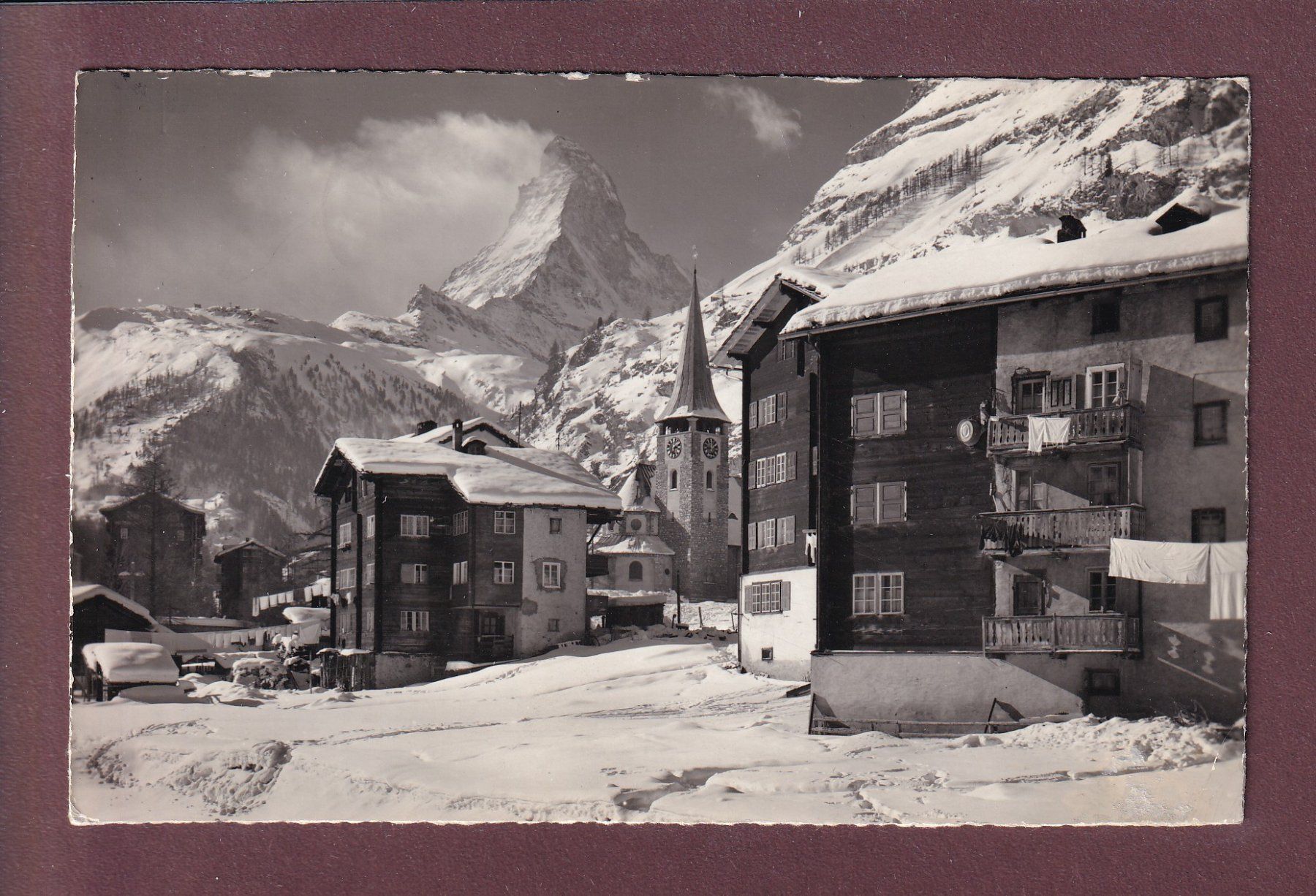 Cartoline postali: ZERMATT - Teilansicht - Matterhorn - 1960 – Usato da Pully venduto da nicecards