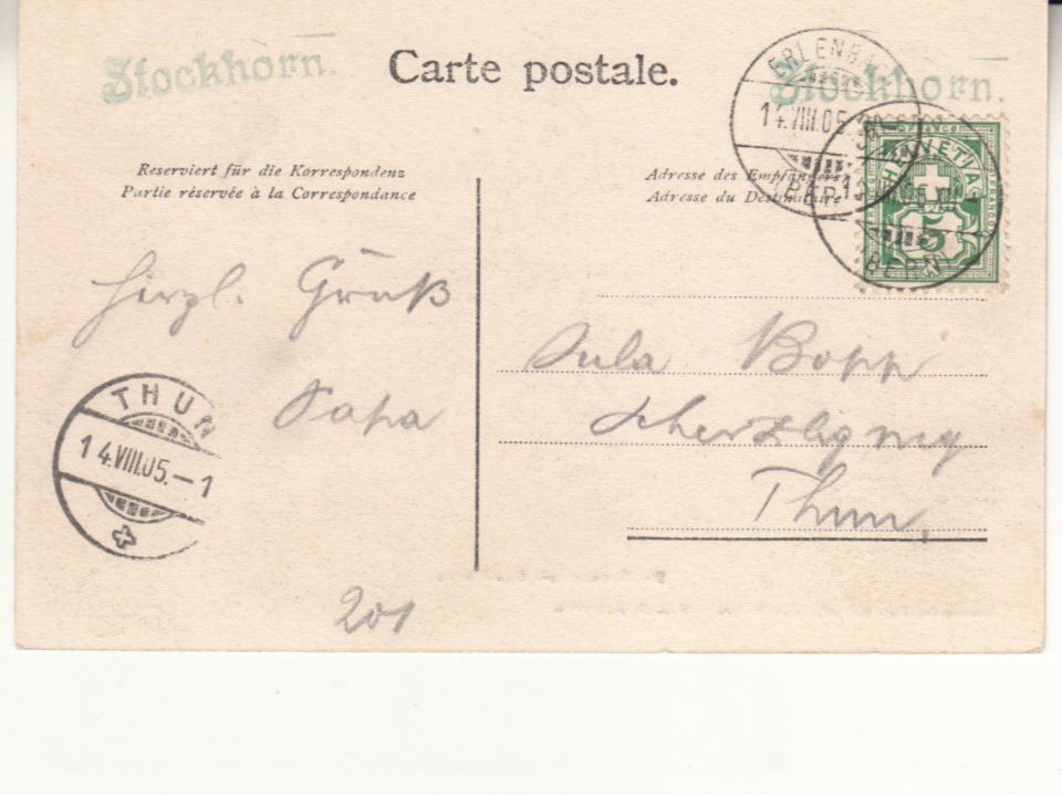 Ansichtskarten: Stockensee 1905 mit Stabstempel Stockhorn – Gebraucht aus Bürglen TG von StampGraf 1
