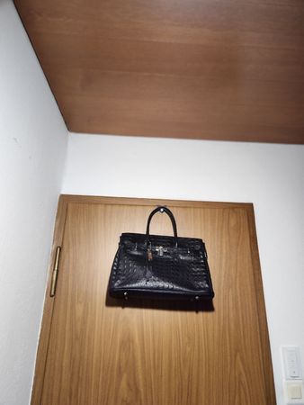 Sac à main Baguette accessoires cuir noir aspect croco